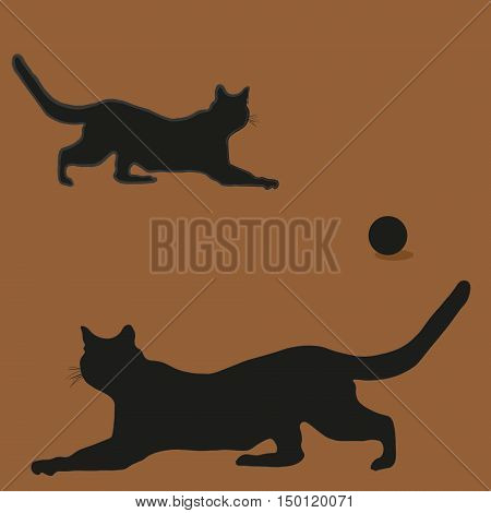 The composition of the two cat on the hunt
Abstract the silhouette style, black a predator game with the ball sketch drawing background shadow vector illustration eps10 stock