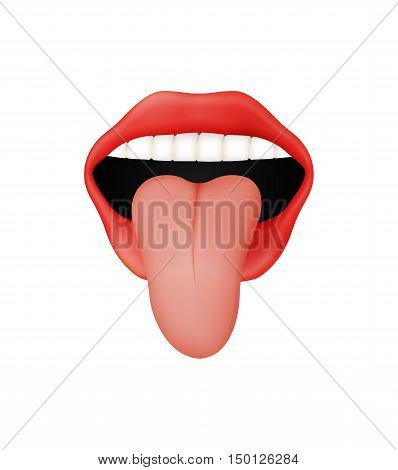 Open Mouth With Red Lips And Protruding Tongue