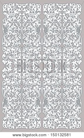 white seamless vintage pattern on the grey background