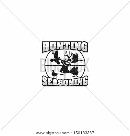 Hunting logo, animal hunt, bird, deer, stag vector