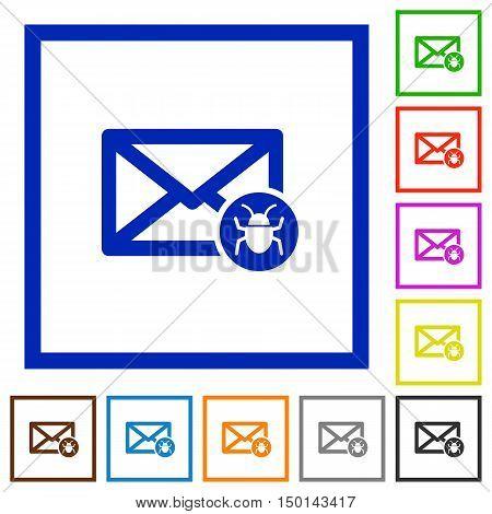 Set of color square framed Spam mail flat icons
