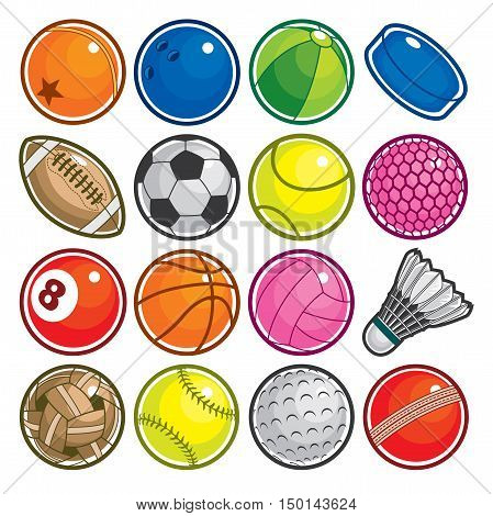 Vector Set of Colorful Sport Balls Icon