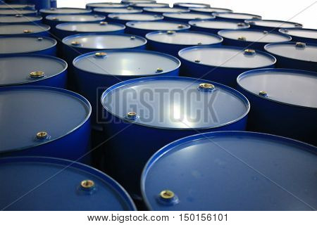 barrels of blue color on a white backgroun