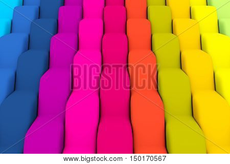 wave line abstract colorful background 3d illustration