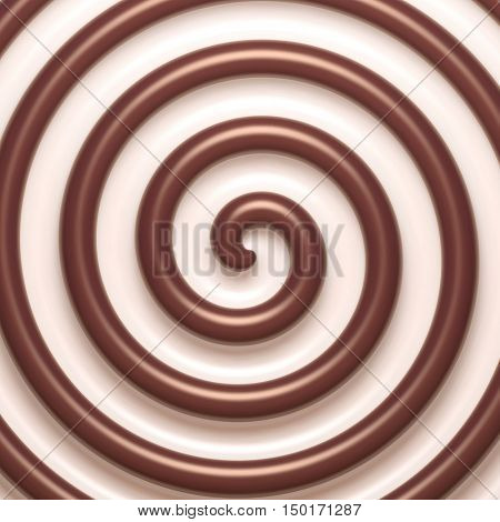 Abstract chocolate and cream spiral background. Vector illustration Eps 10