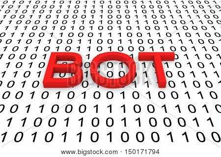 BOT as a binary code 3D illustration