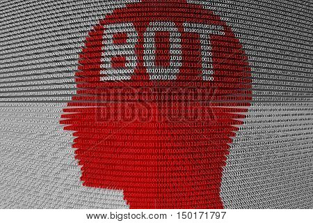 chat bot in the form of binary code, 3D illustration