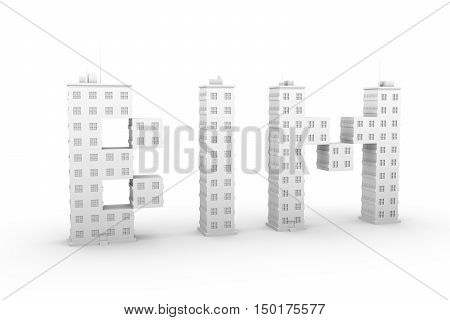 BIM in a multi-storey home white background 3D illustration