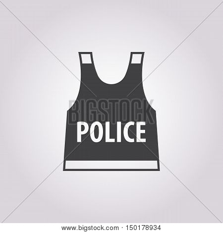 police flak jacket icon on white background for web