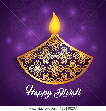 Illustration for Diwali festival with beautiful lamps