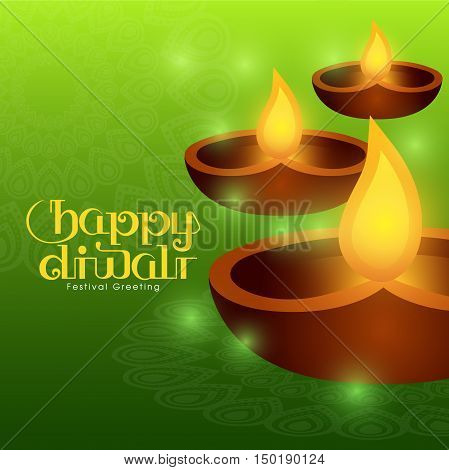 Illustration for Diwali festival with beautiful lamps