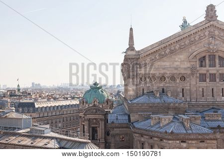 Paris, France - March 6, 2014: View of Paris Opera (Opera Garnier) from Galeries Lafayette