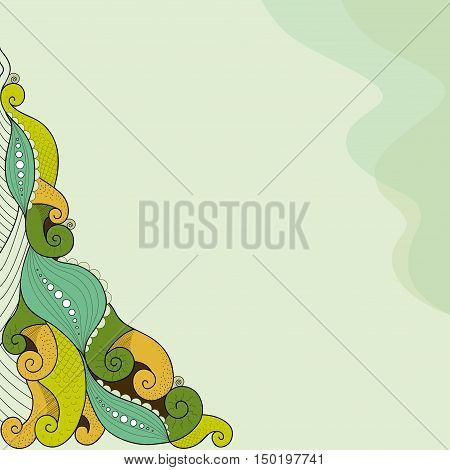 Abstract background. Curls scales tentacles. Yellow and green colors.