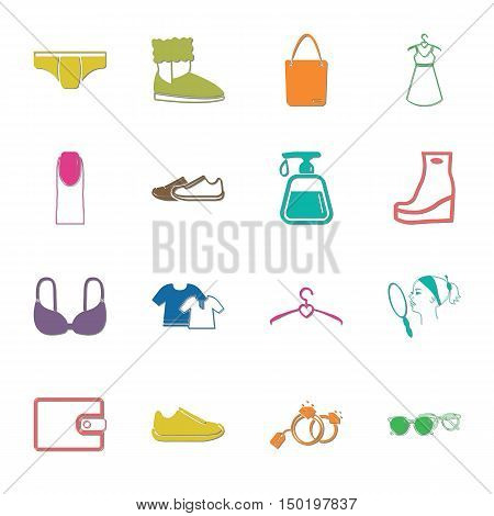 beauty, fashion, shopping  16 icons universal set for web and mobile flat