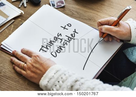 Things To Consider Work Concept