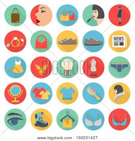 fashion, beuty, shoping 25 flat icons set for web design