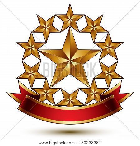 Glamorous vector template with pentagonal golden stars best for use in web and graphic design.