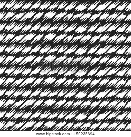 Decorative knit seamless pattern. Hand drawn endless black and white knitting ornament. Trendy messy knitwork texture. Vector design for cloth, backdrops, apparel, wrapping, wallpaper