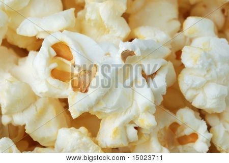 makro til frisk poppet, smurt popcorn