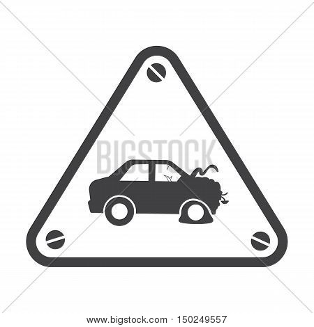 car crash black simple icon on white background for web design