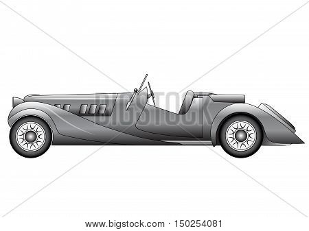 Illustration of the old classic race car on white background