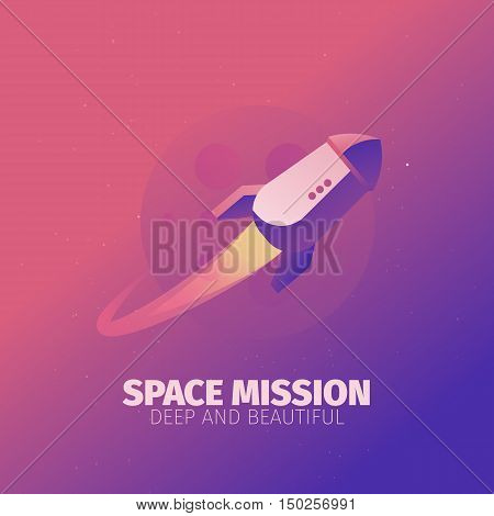 Rocket flying around the planet banner for web