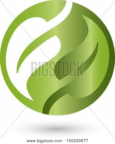 Logo, 3d, two leaves, circle, round logo