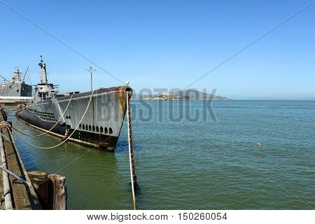 USS Pampanito (SS-383) is a World War II submarine, located at San Francisco Maritime National Park in Fisherman's Wharf, San Francisco, California, USA.