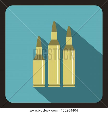 Bullet ammunition icon in flat style with long shadow vector illustration