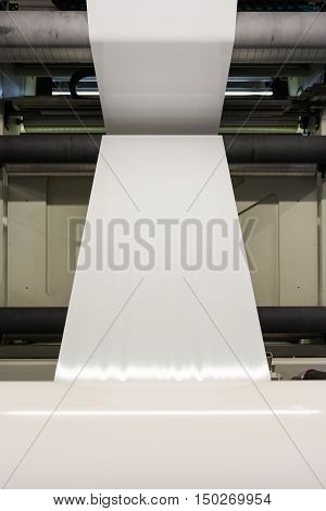 Plastic White Blank Print Feed Flexo Industry Printing Roll Processing Surface Operational Detail Cl