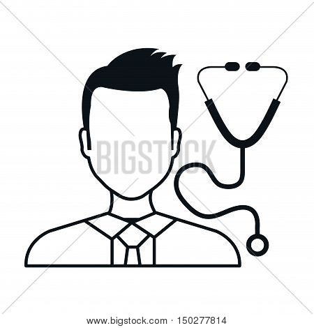 avatar man doctor wearing suit and tie with sthetoscope. vector illustration