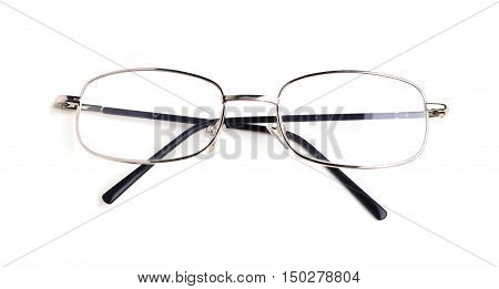 One eye glasses isolated on white background