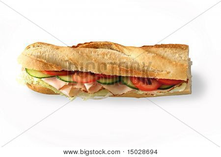 Baguete contra um fundo branco