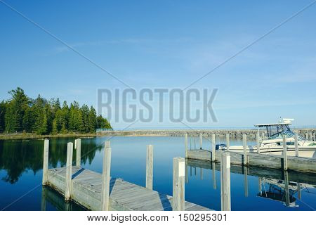 Jetty on Lake Huron at Presque Isle, MI, USA