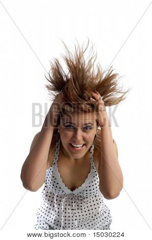 Smiling überrascht, isolated on White girl