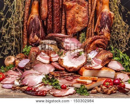 Various Smoked Pork Meat