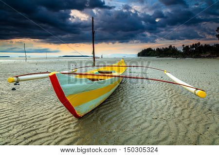 Fisherman boat at Tanjung Aru village at Labuan,Malaysia.The fishing industry contributes a significant income to islanders here.