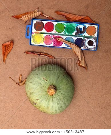 picture of a autumn leaves in studio. seasonal concept