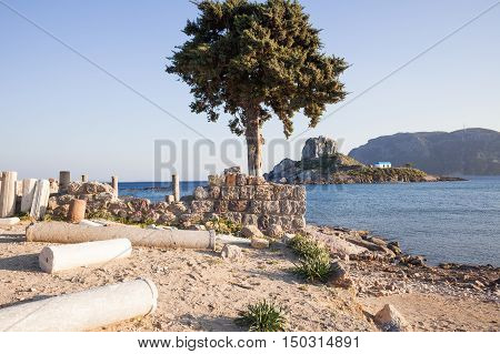 Ancient ruins and monastery in Kos Greece