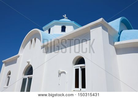 Small white church in Kos island Greece