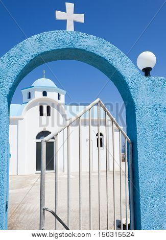 Gate to the church in Kos island Greece