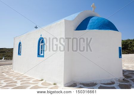 Small white church in Kos island Greece