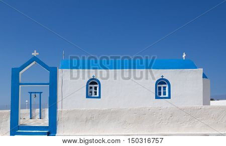 Small white church in Kos island Greece
