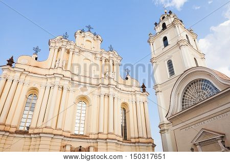 Vilnius Lithuania - September 10, 2016: Vilnius university St. Johns church and belfry