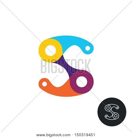 Letter S construction mech links colorful logo