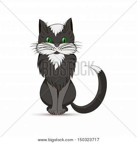 Black cat on a white background vector illustration