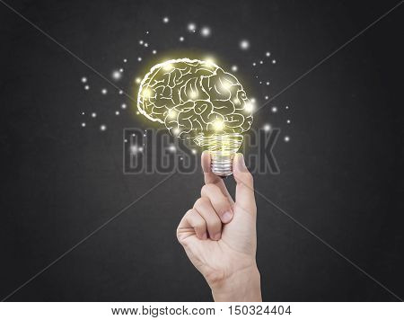 lightbulb brainstorming creative idea abstract icon on business hand.