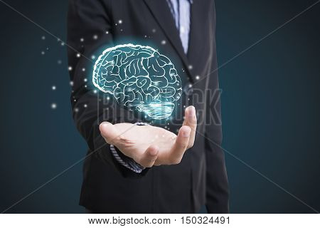 lightbulb brainstorming creative idea abstract icon on business hand.
