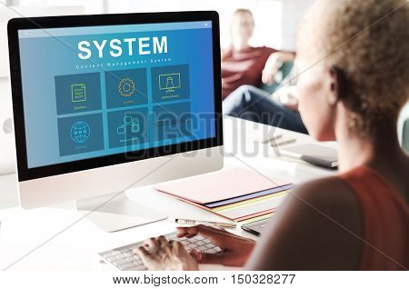 System Content Management SEO Application Graphic Concept