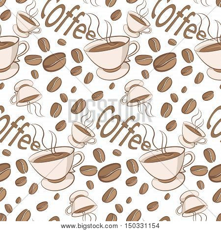 seamless pattern on a white background vector coffee cup